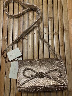 Francesca's Collections Gold Sequin Bow Evening Crossbody